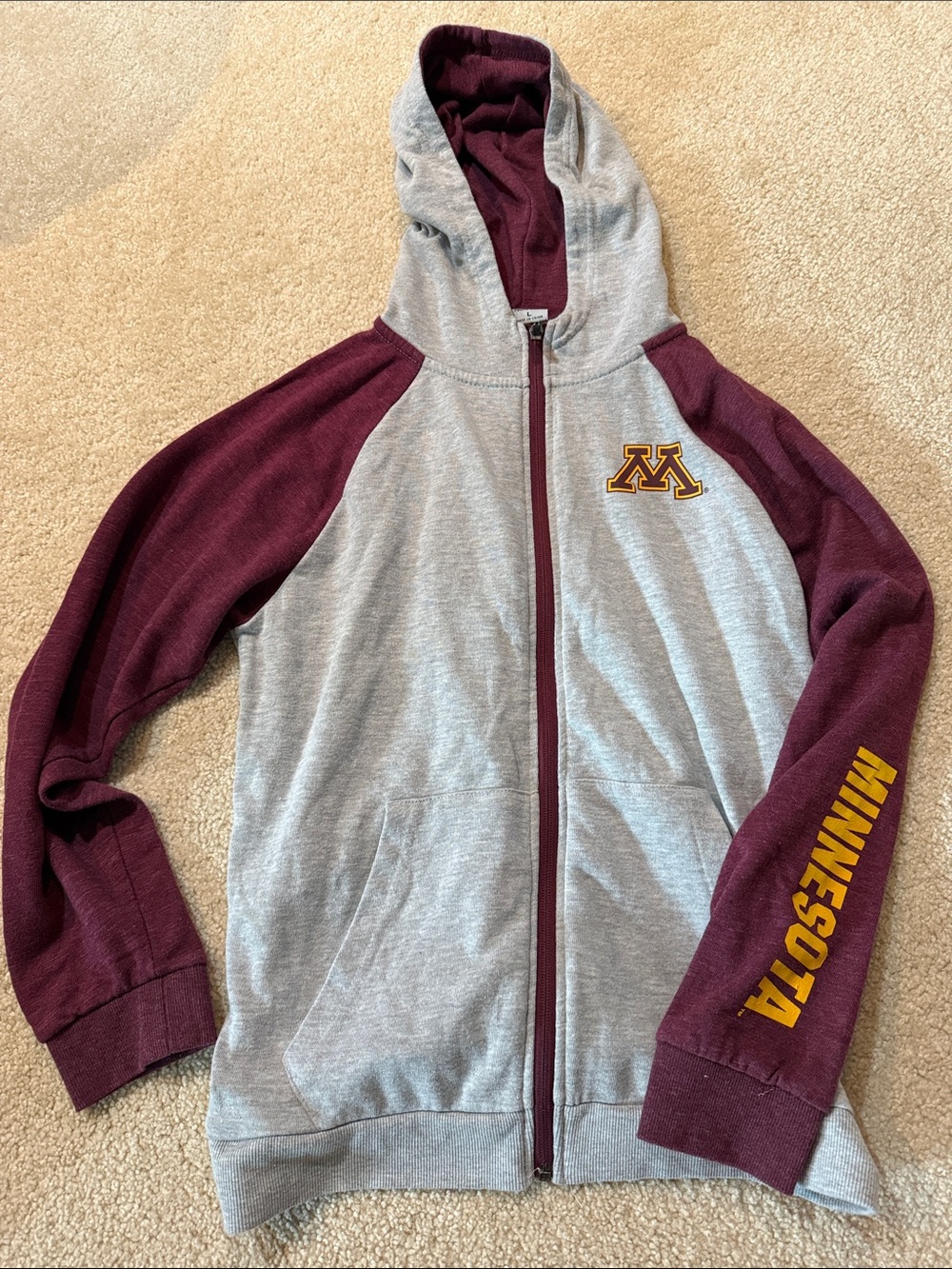 Colosseum Kids Maroon & Gray Full-Zip Hoodie with Minnesota Logo